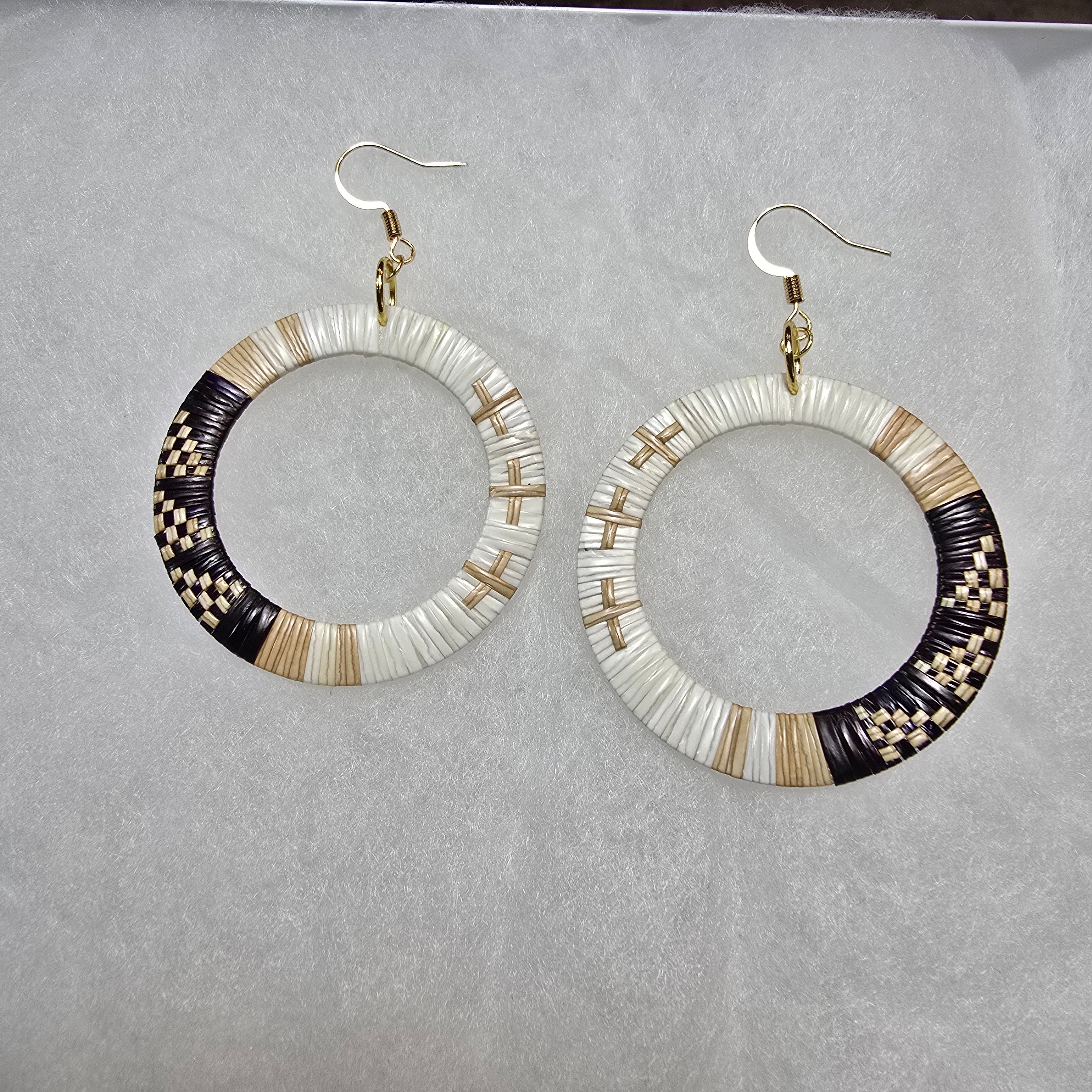 Large Quilled Hoops White&Black