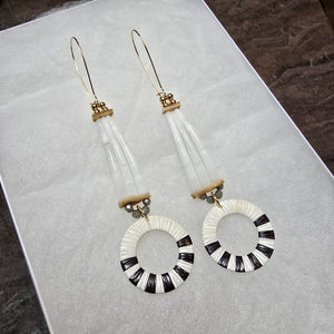 Dentalium Quill Hoops Black&White