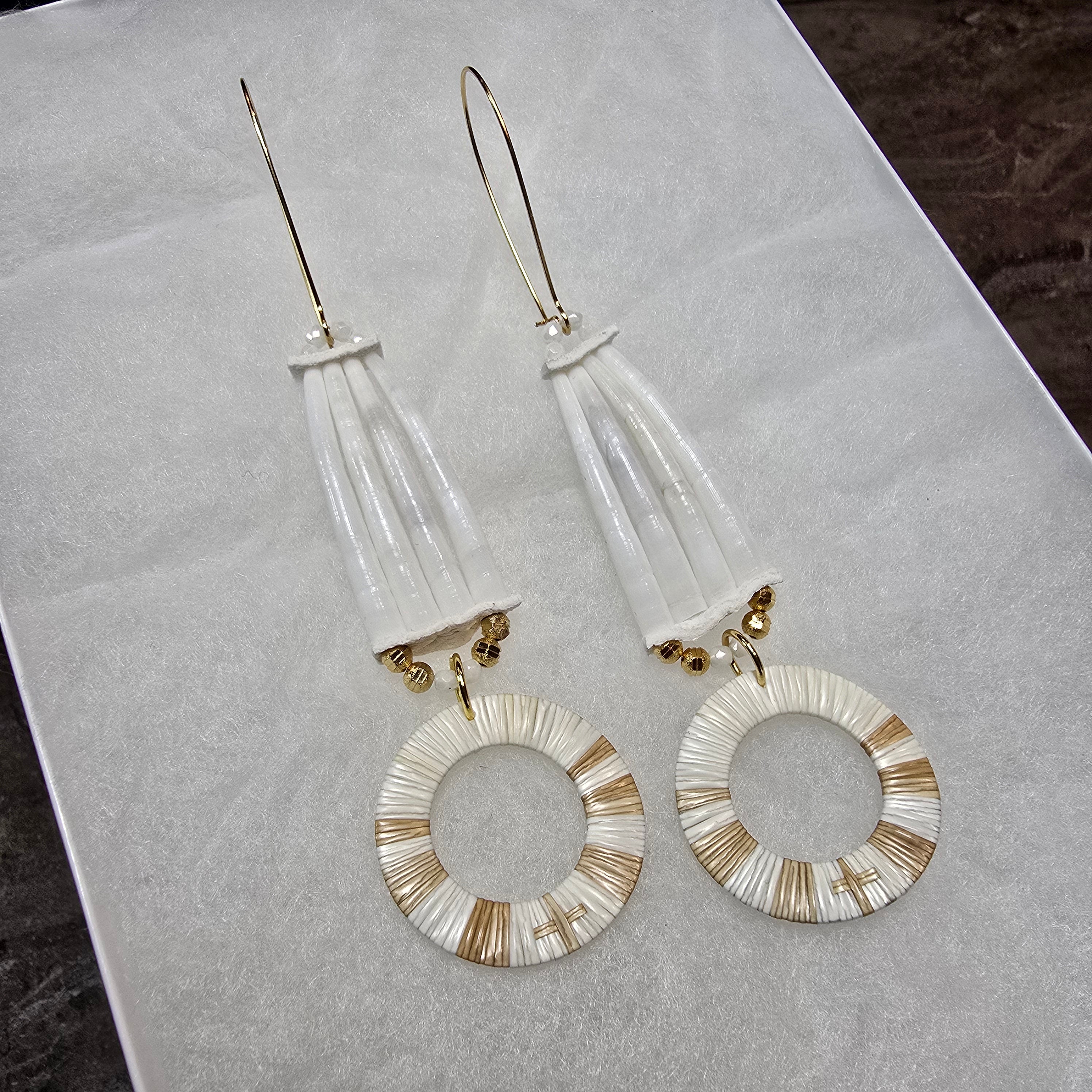 Dentalium Quill Hoops White&Tan